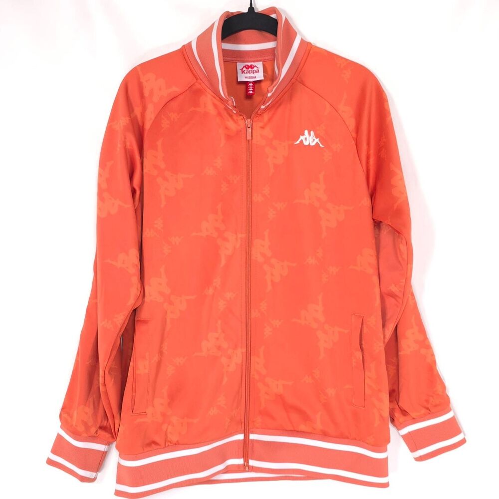 KAPPA Men's Track Jacket MEDIUM Orange Full Zip Logo‎ Sport Athleisure 18223